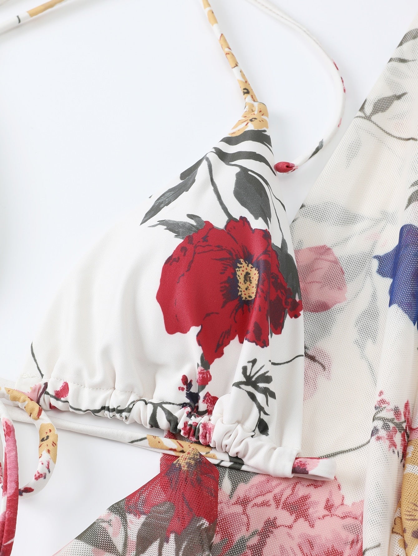 Biquíni Floral Com Kimono 3 Peças