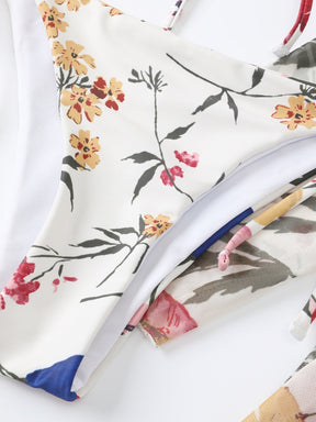Biquíni Floral Com Kimono 3 Peças