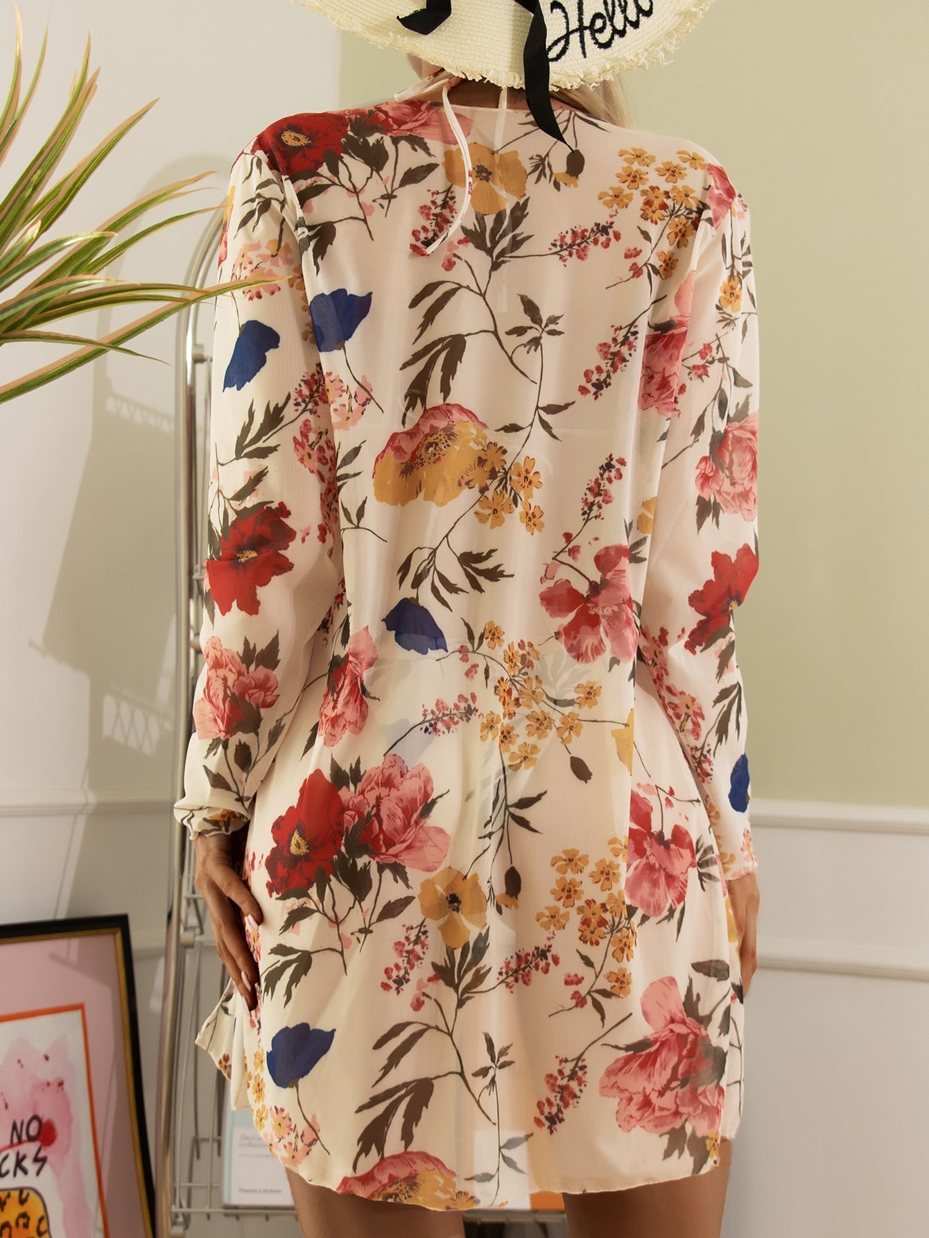 Biquíni Floral Com Kimono 3 Peças