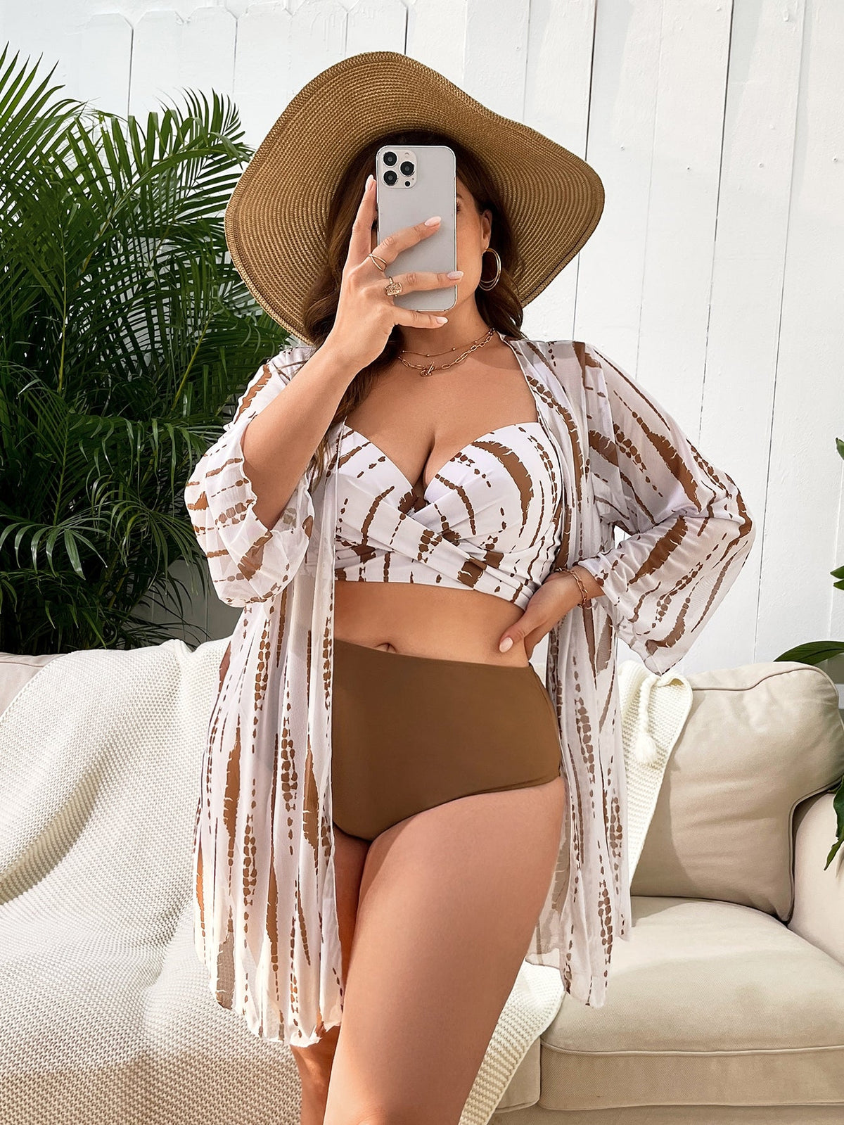 Biquíni Plus Size Tie-Dye Com Kimono
