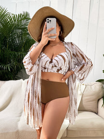 Biquíni Plus Size Tie-Dye Com Kimono