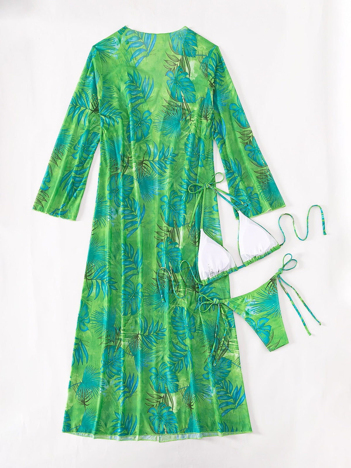 Biquíni Tropical Com Kimono 3 Peças