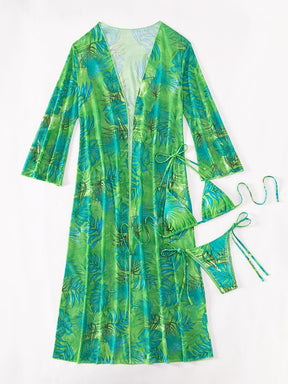Biquíni Tropical Com Kimono 3 Peças