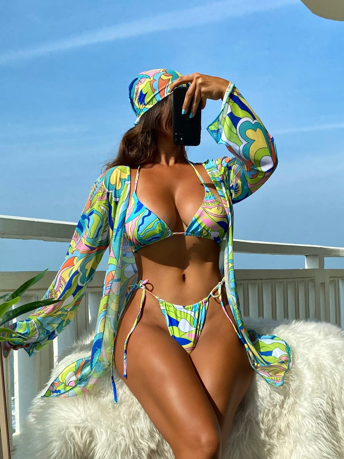 Biquíni Estampado 4 Peças Com Bandana
