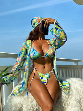 Biquíni Estampado 4 Peças Com Bandana