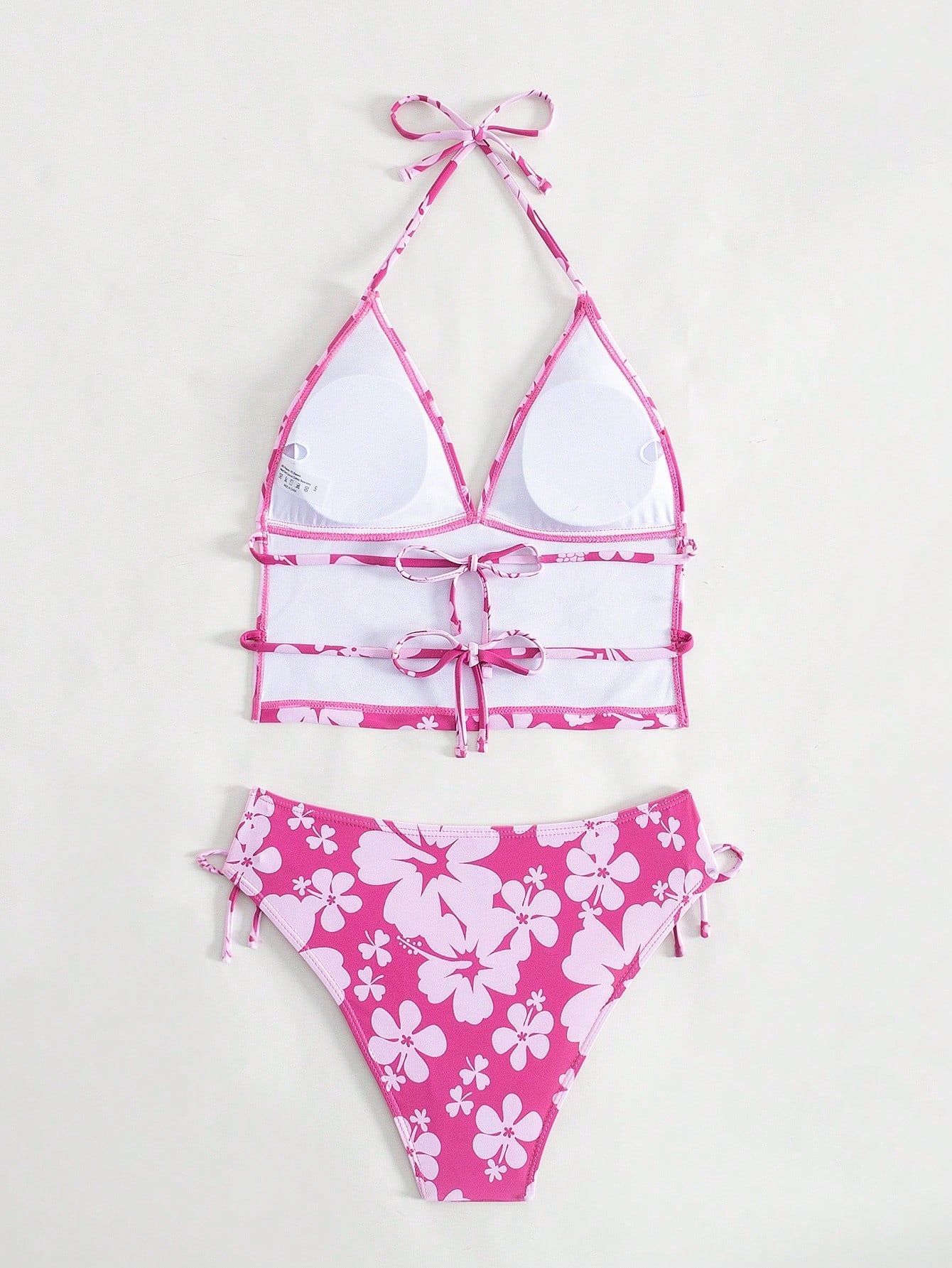 Biquíni Floral Halter Com Laços