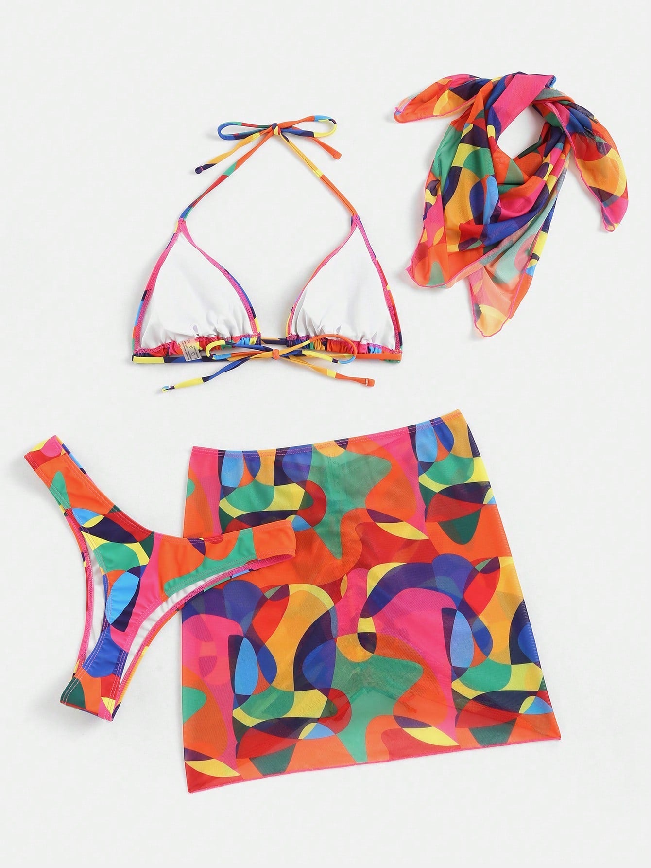 Biquíni Estampado Com Saia E Bandana