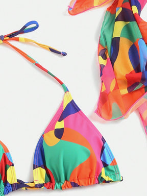 Biquíni Estampado Com Saia E Bandana