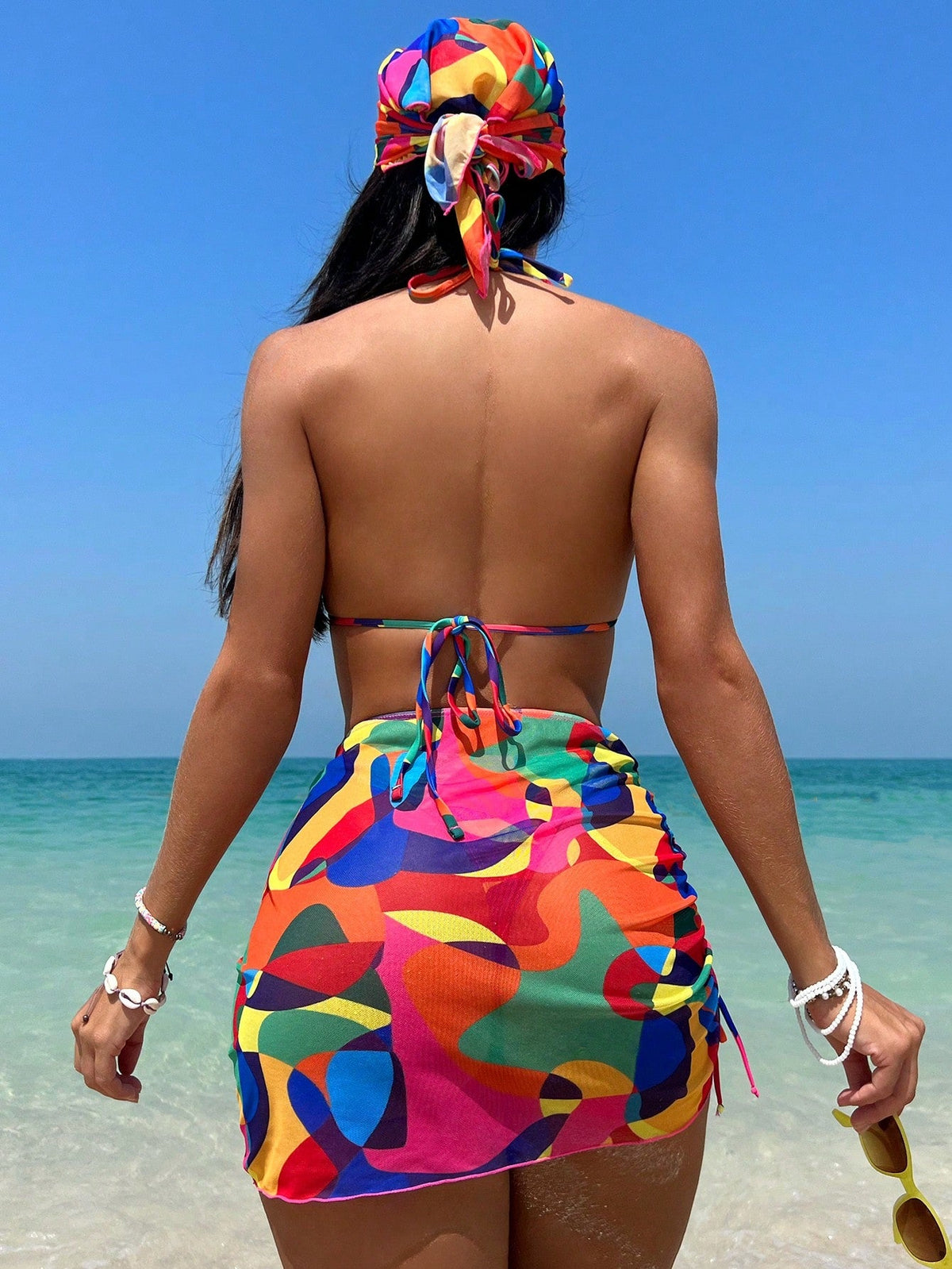 Biquíni Estampado Com Saia E Bandana
