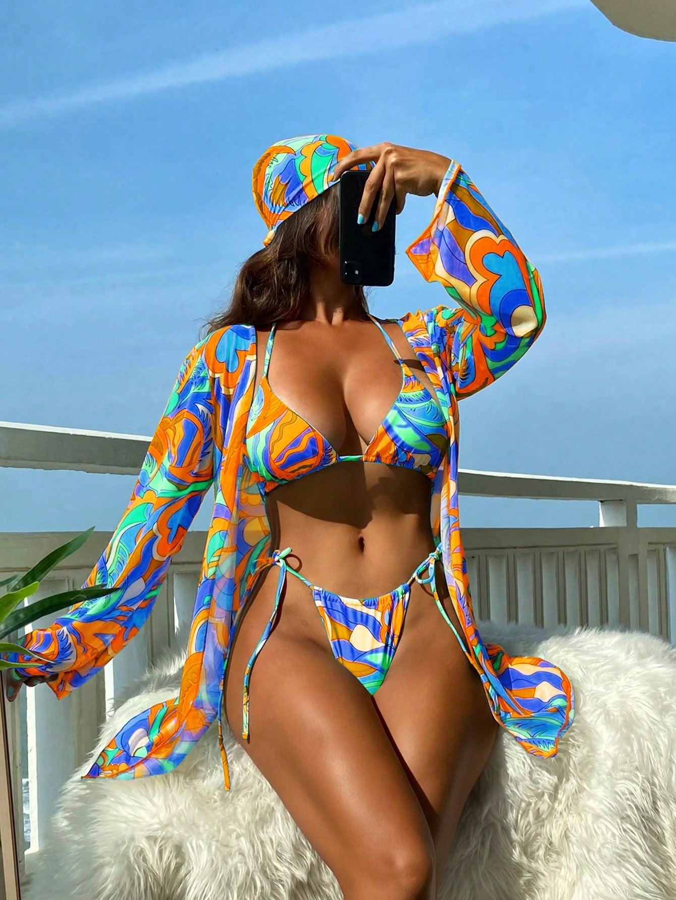 Biquíni Estampado 4 Peças Com Bandana