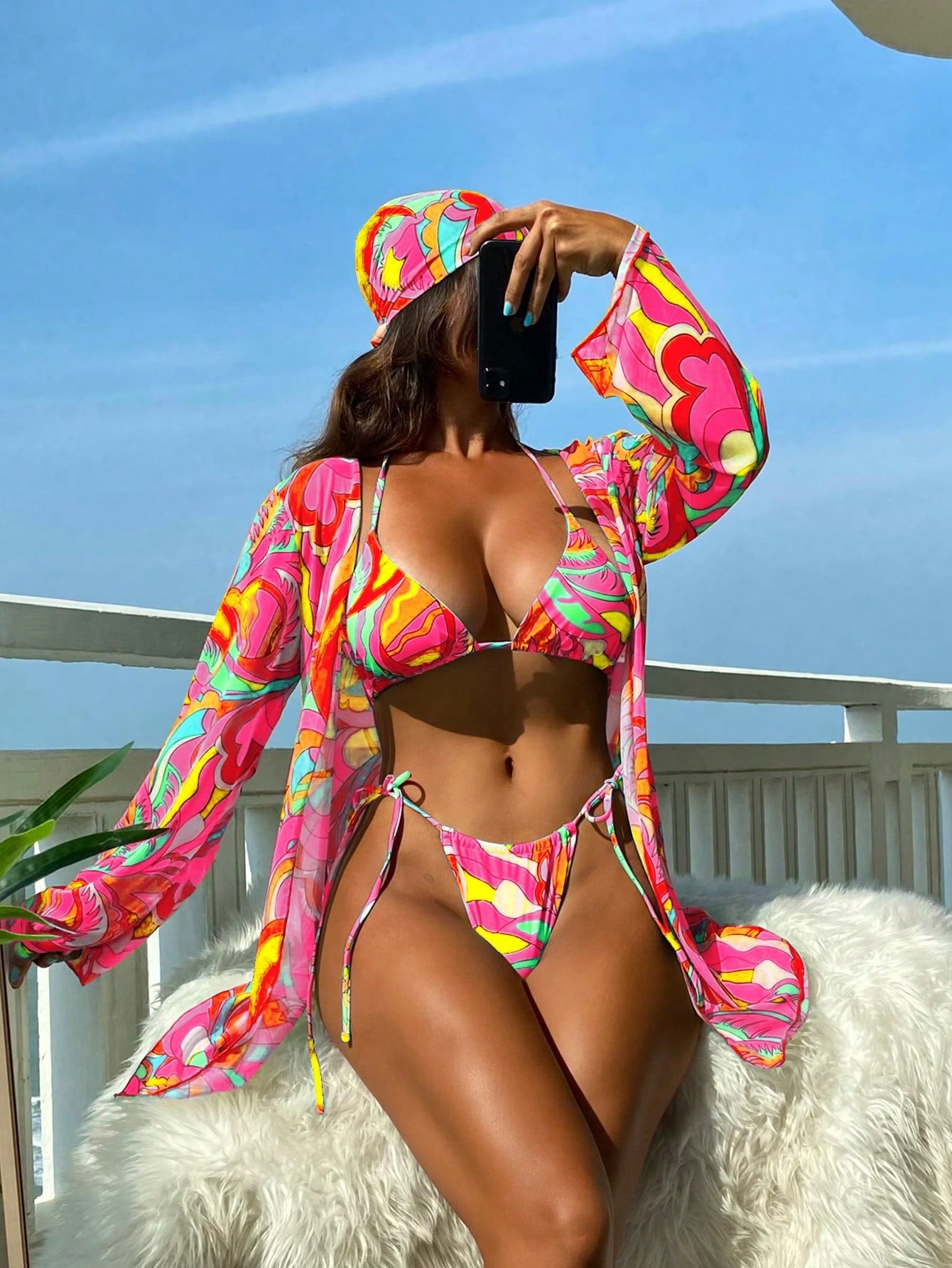 Biquíni Estampado 4 Peças Com Bandana