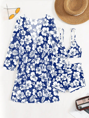 Biquíni Floral Com Kimono