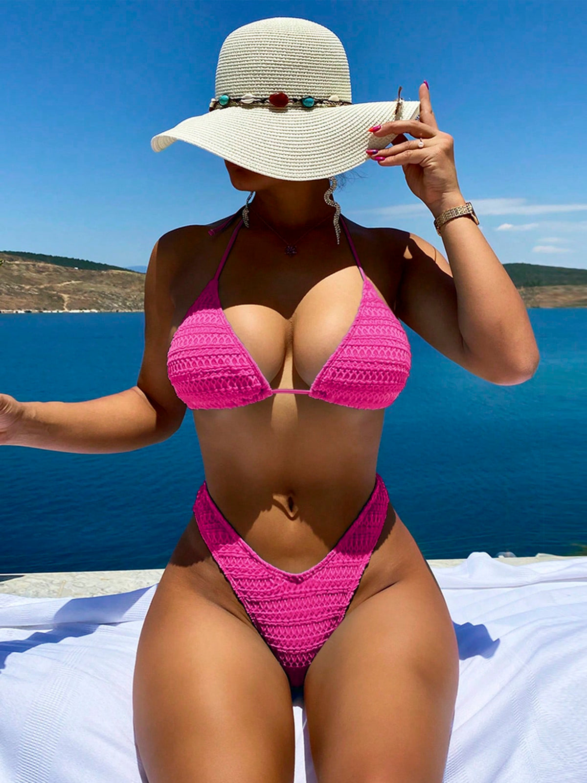 Biquíni Texturizado Halter Sexy