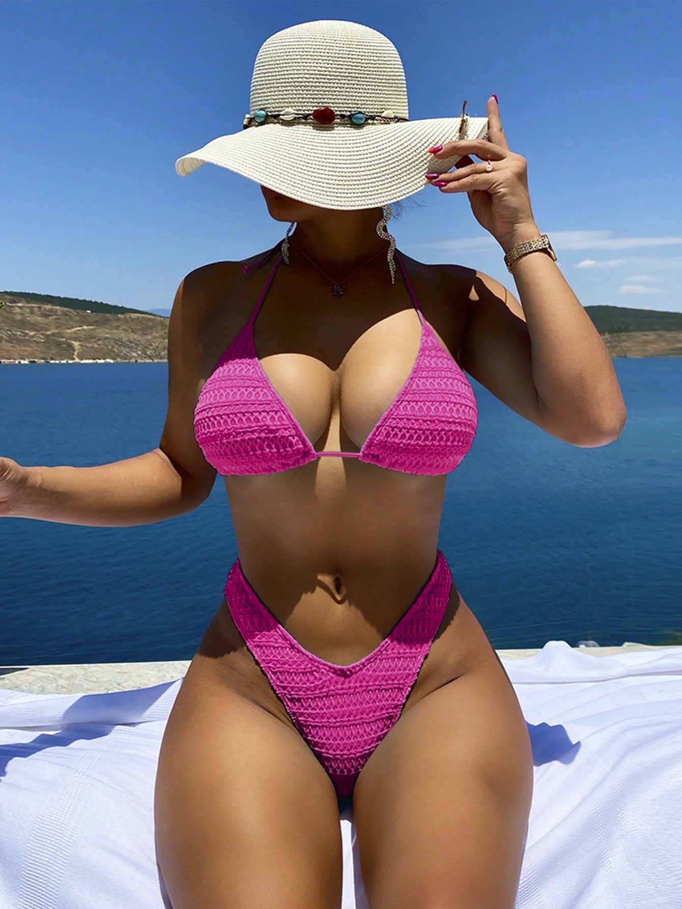 Biquíni Texturizado Halter Sexy