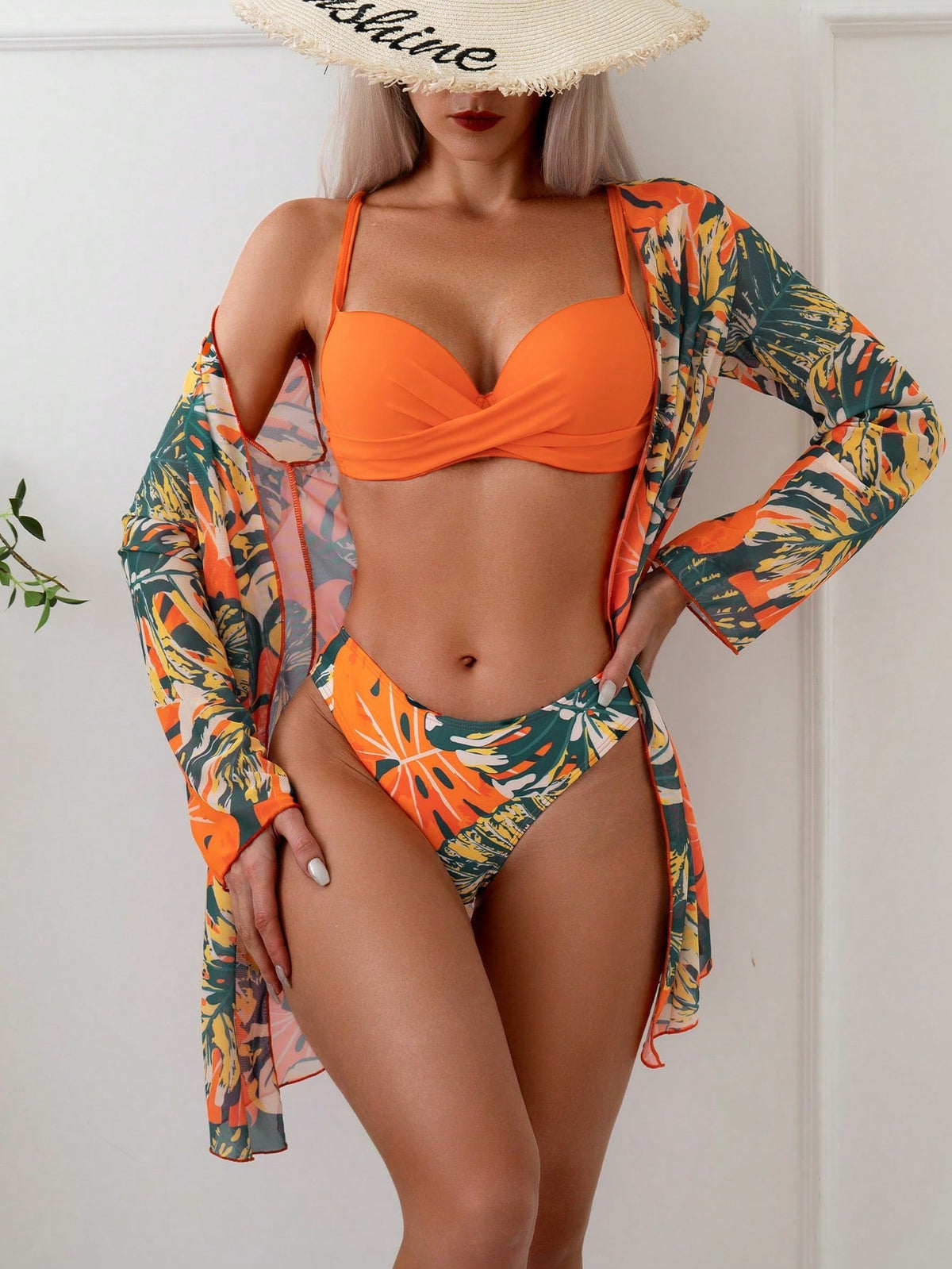 Biquíni Tropical Estampado 3 Peças