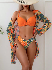 Biquíni Tropical Estampado 3 Peças