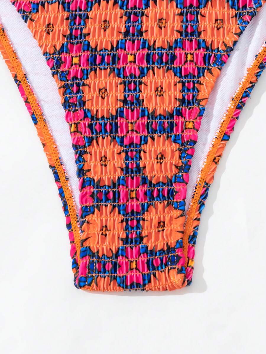 Biquíni Floral Halter Com Amarração