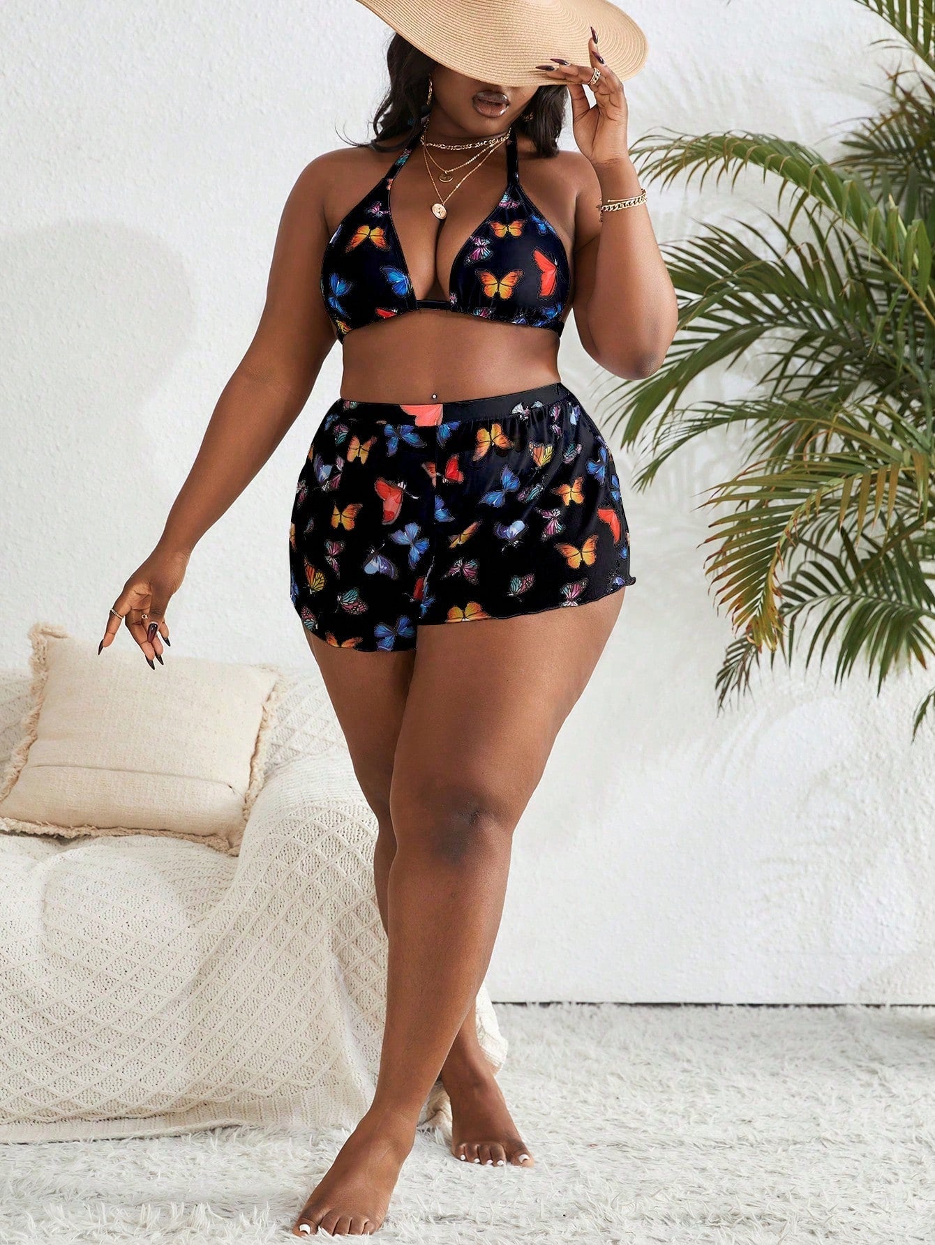 Biquíni Plus Size Borboleta 3 Peças