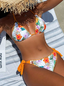 Biquíni Floral Com Amarração Halter