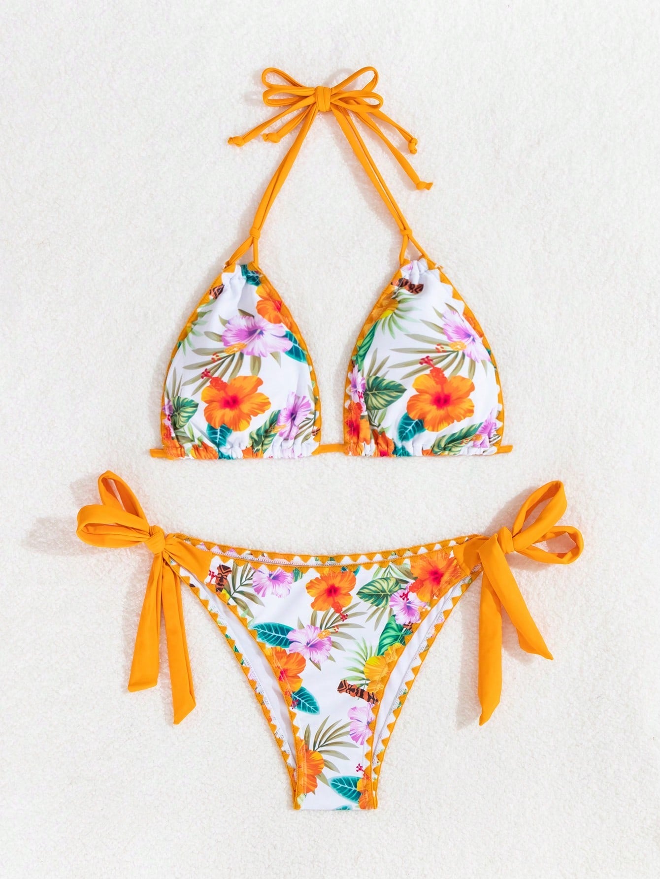 Biquíni Floral Com Amarração Halter