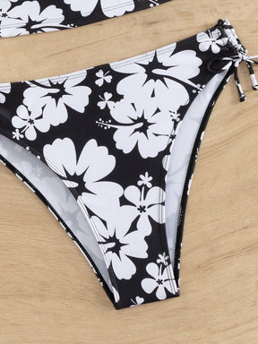 Biquíni Floral Halter Com Laços