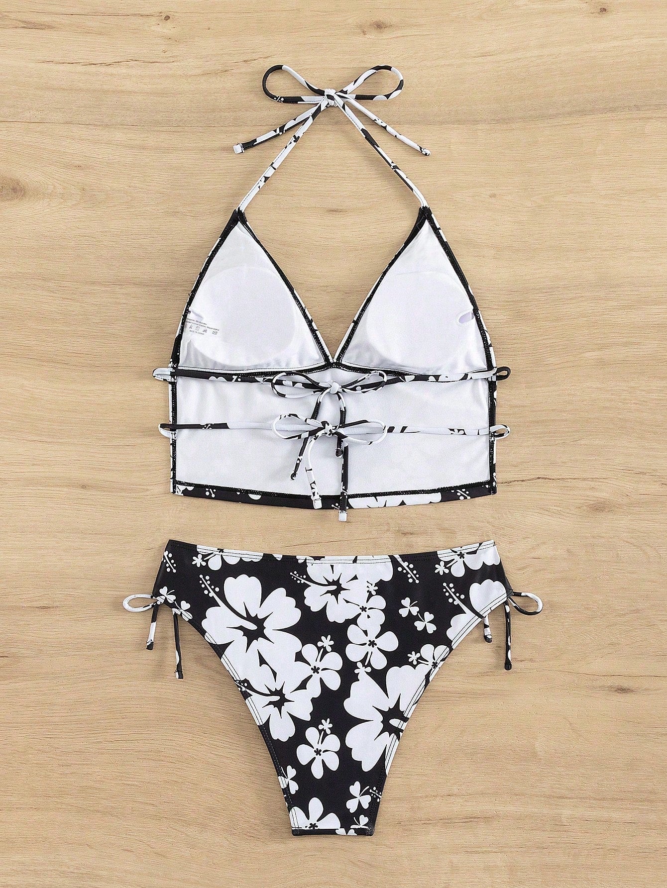 Biquíni Floral Halter Com Laços