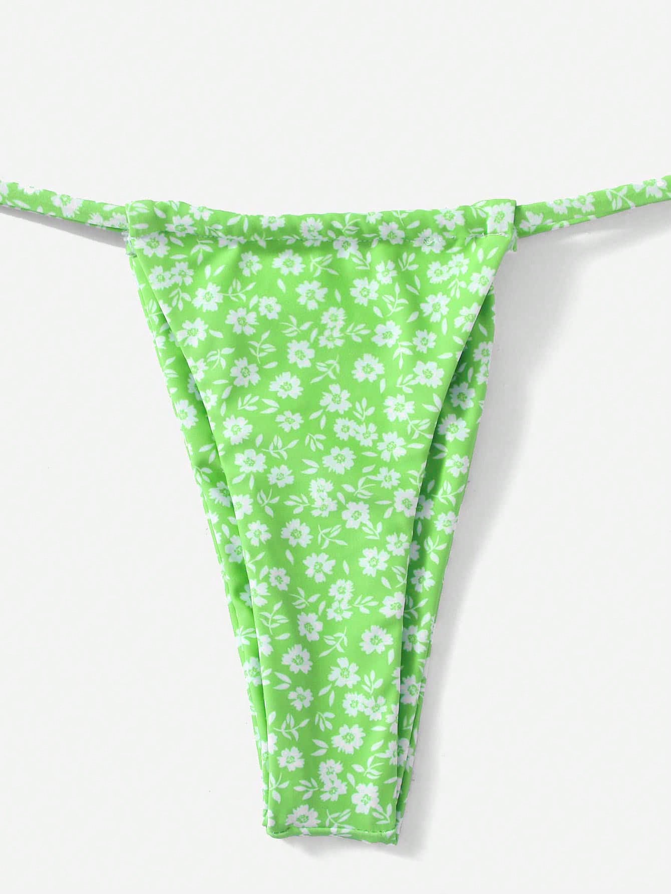 Biquíni Floral Com Laço Nas Costas