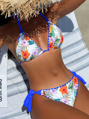 Biquíni Floral Com Amarração Halter