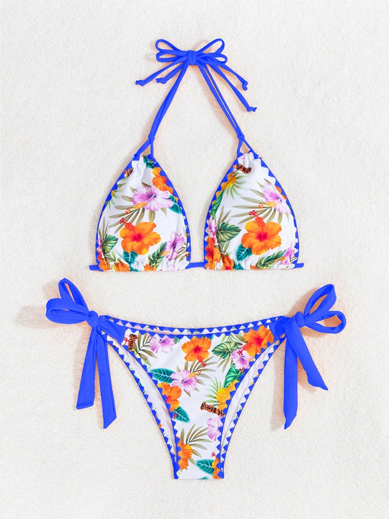 Biquíni Floral Com Amarração Halter