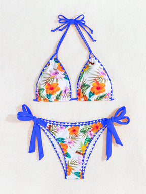 Biquíni Floral Com Amarração Halter