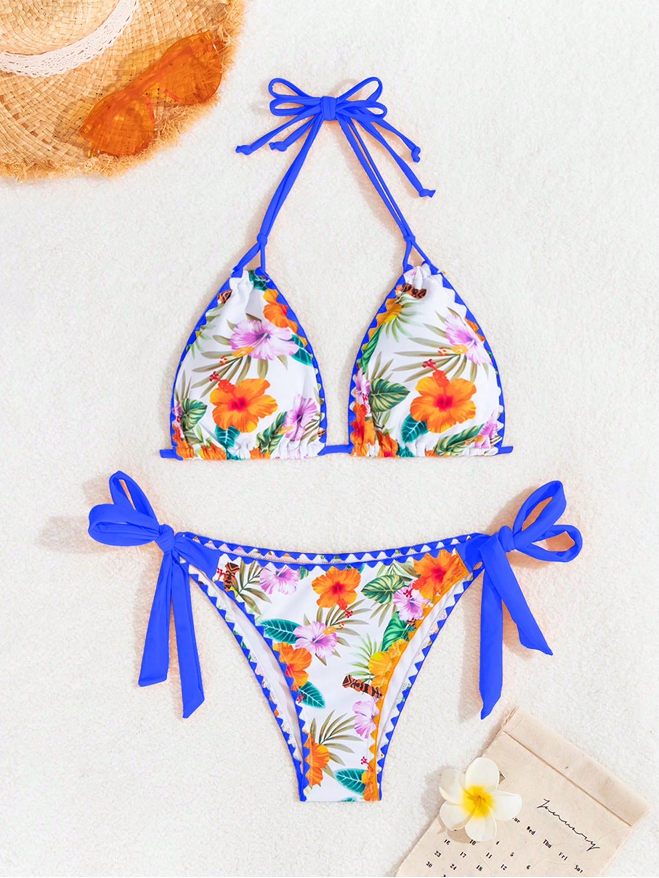 Biquíni Floral Com Amarração Halter