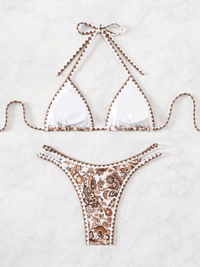 Biquíni Halter Estampa Tropical