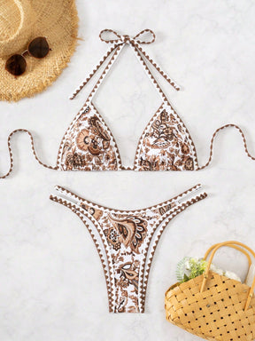Biquíni Halter Estampa Tropical