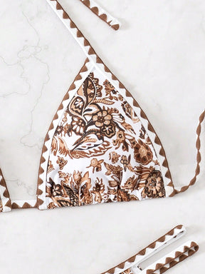 Biquíni Halter Estampa Tropical