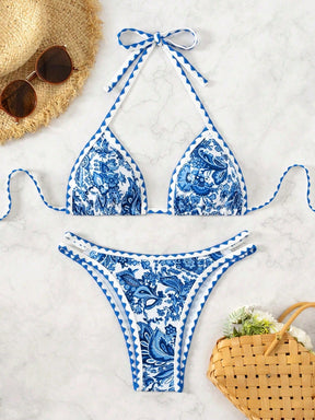 Biquíni Halter Estampa Tropical