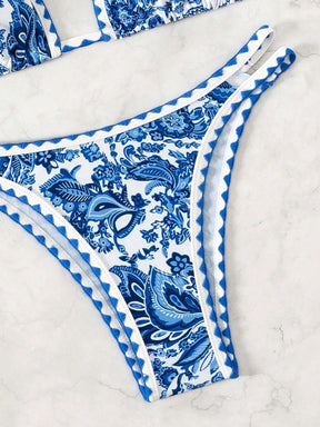 Biquíni Halter Estampa Tropical