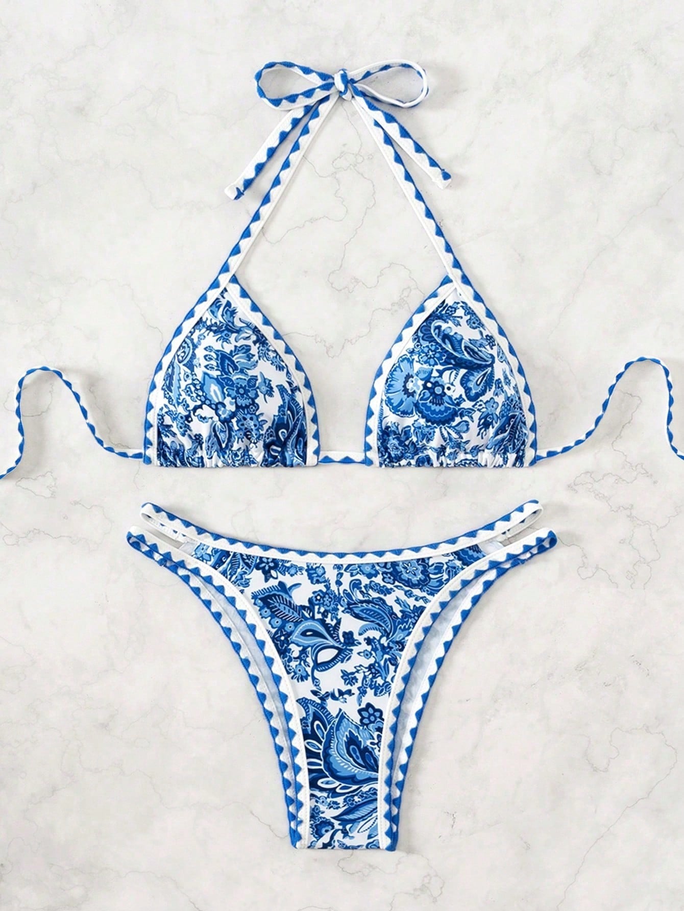 Biquíni Halter Estampa Tropical