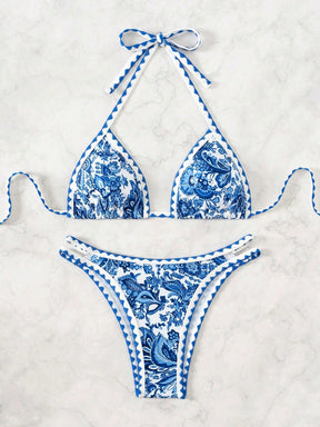 Biquíni Halter Estampa Tropical