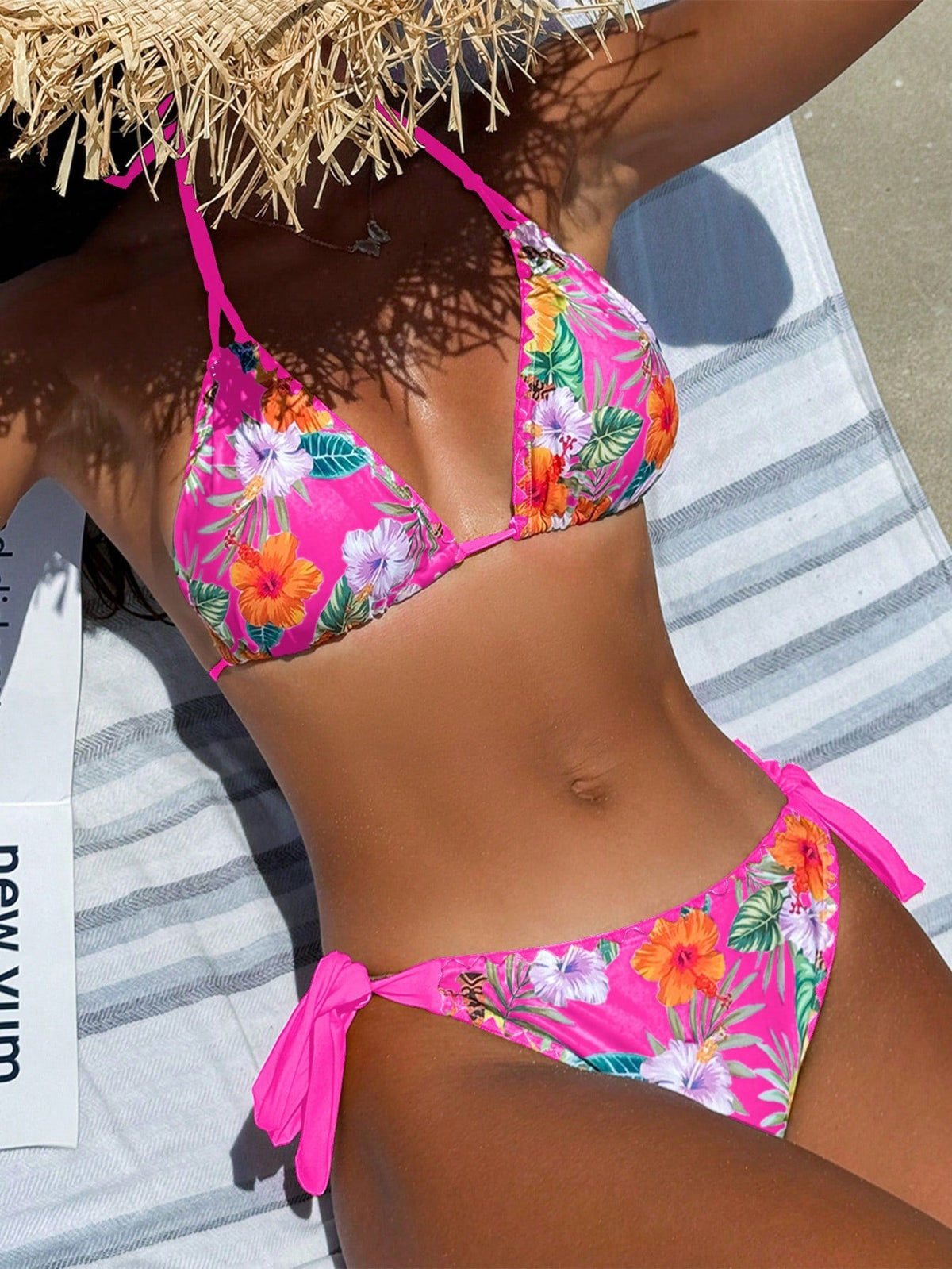 Biquíni Floral Com Amarração Halter