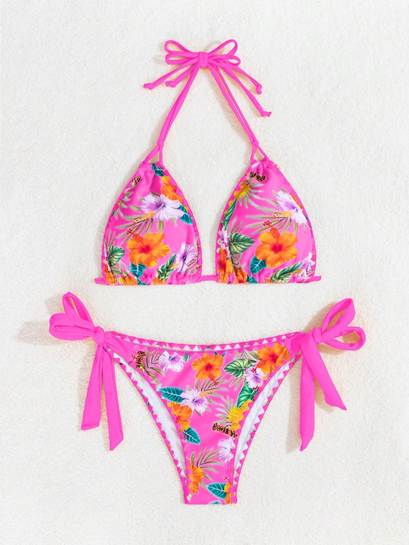 Biquíni Floral Com Amarração Halter