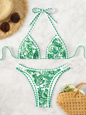 Biquíni Halter Estampa Tropical