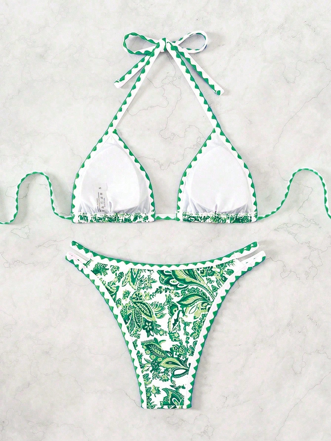Biquíni Halter Estampa Tropical