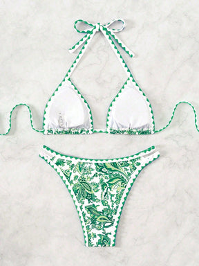 Biquíni Halter Estampa Tropical