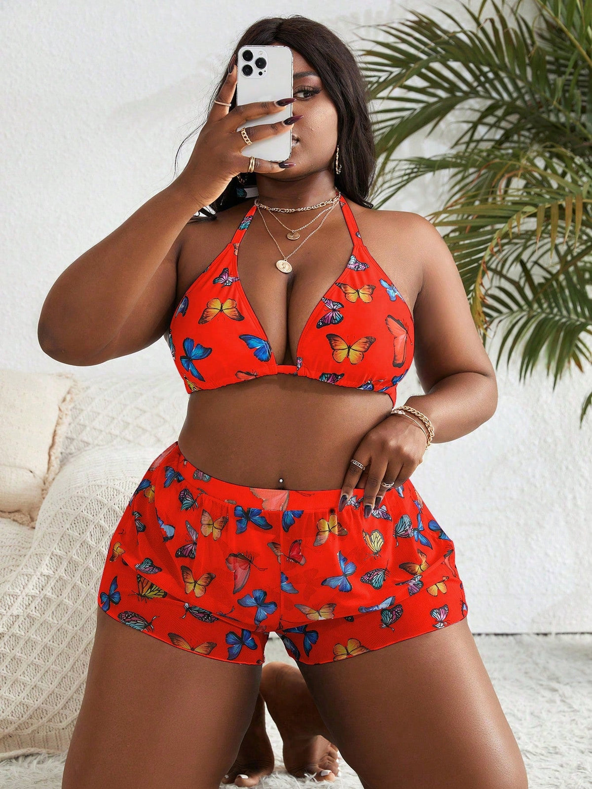 Biquíni Plus Size Borboleta 3 Peças