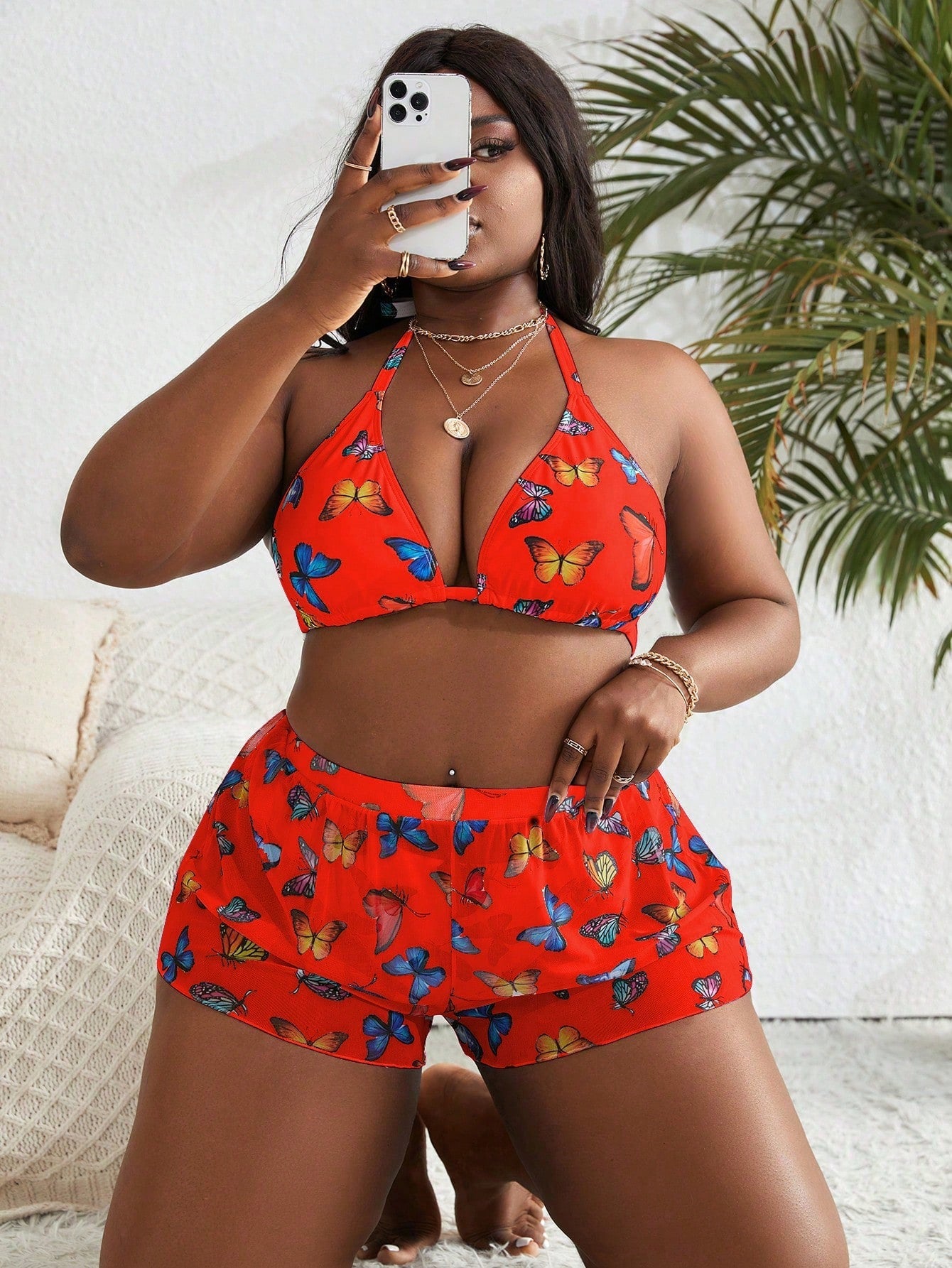 Biquíni Plus Size Borboleta 3 Peças
