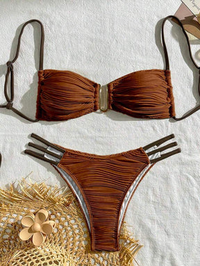 Biquíni Liso Com Babados Delicados
