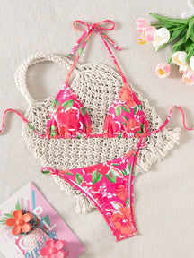 Biquíni Floral Halter Triângulo
