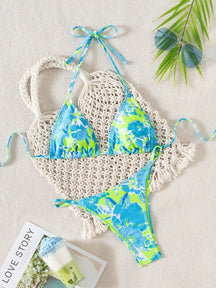 Biquíni Floral Halter Triângulo