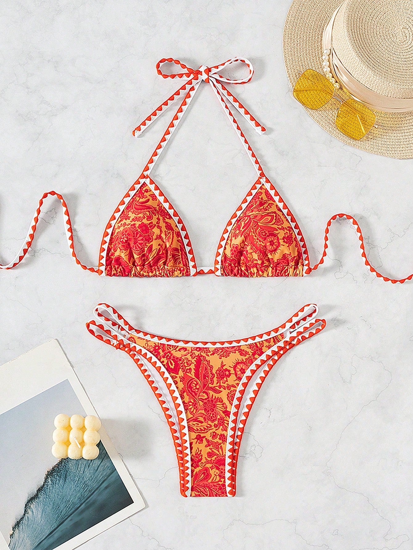 Biquíni Halter Estampa Tropical