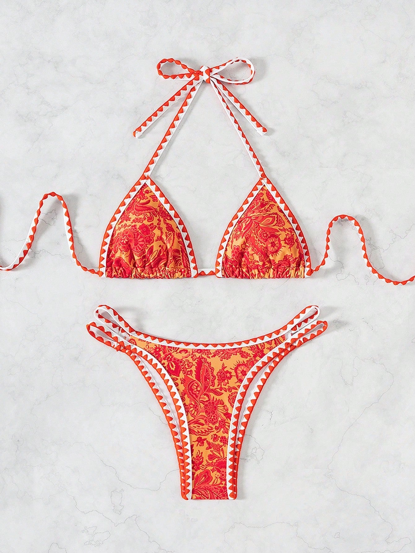 Biquíni Halter Estampa Tropical